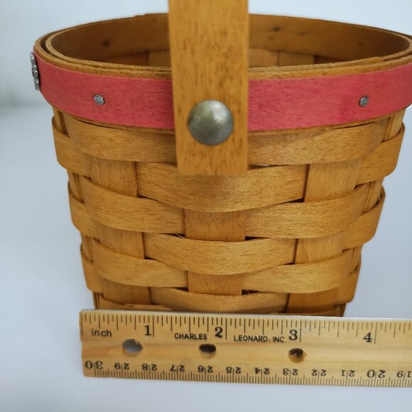 2007 Longaberger Small Basket With Red Trim and Handle - Picture 6 of 13